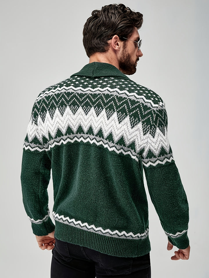 Silas | Nordic-Pattern Shawl Cardigan