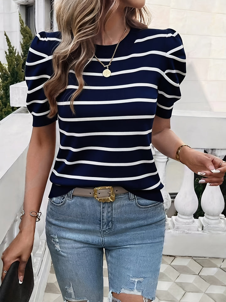 Gwendolyn | Striped Puff-Sleeve Top