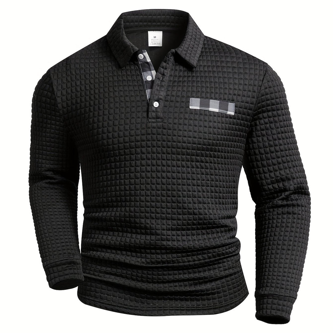 Hollis | Textured Long-Sleeve Polo Shirt