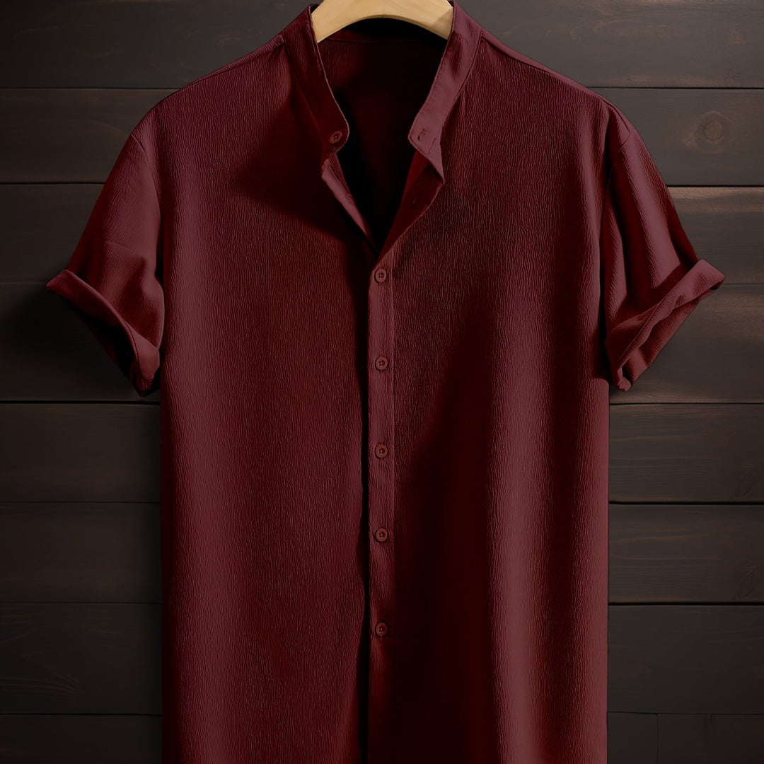 Harlan | Men's Textured Stand Collar Short Sleeve Shirt