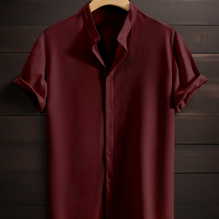 Harlan | Men's Textured Stand Collar Short Sleeve Shirt