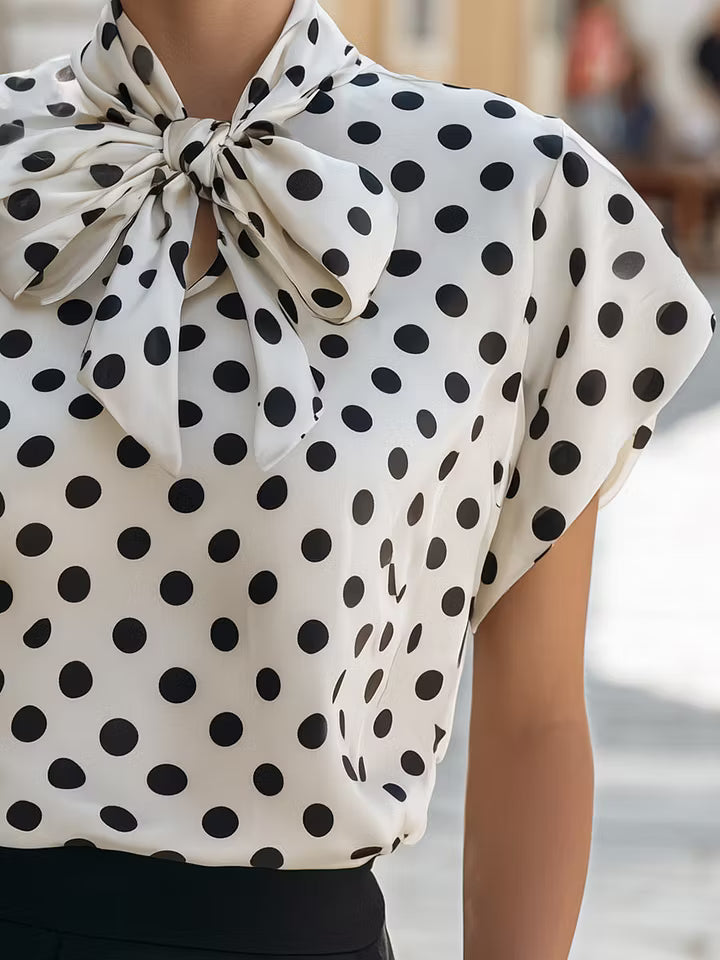 Millicent | Polka Dot Bow-Neck Blouse