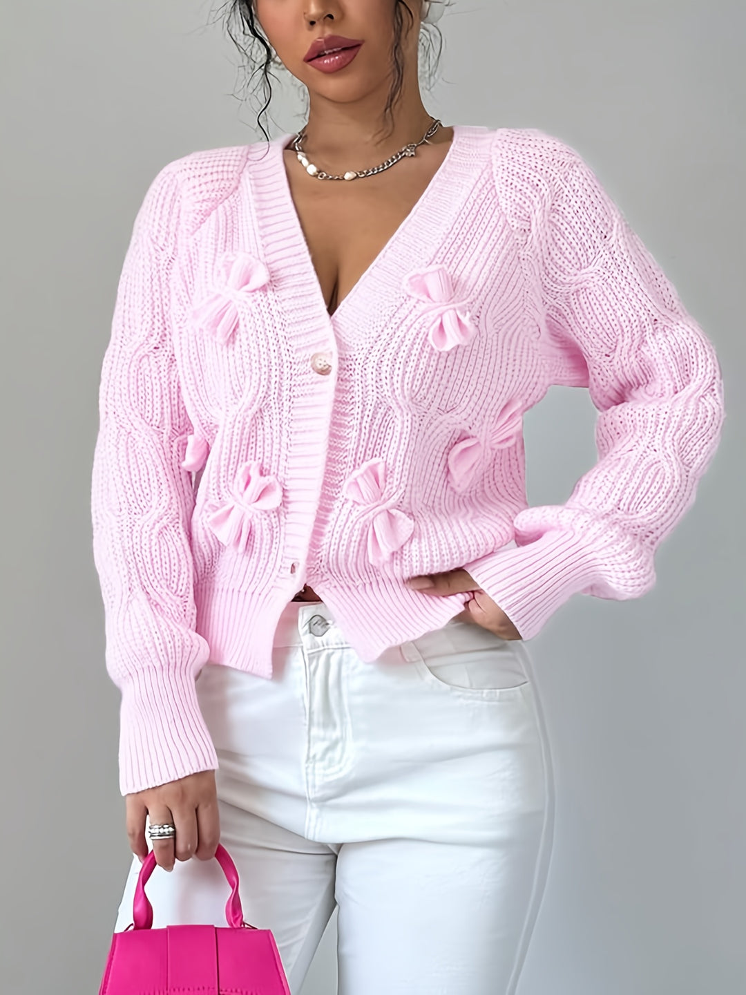 Evangeline | Bow-Detail Knit Cardigan