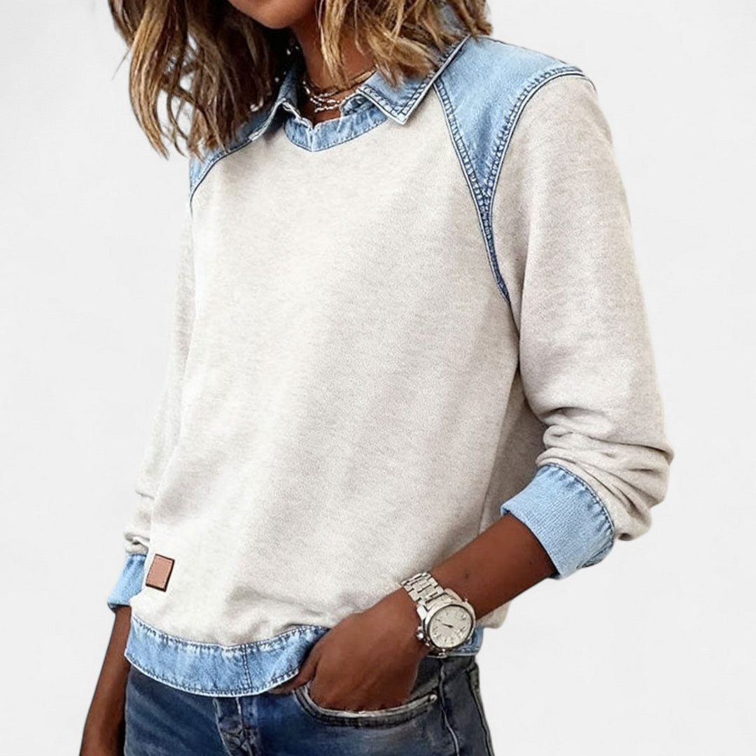 Odalie | Collared Two-Tone Sweater