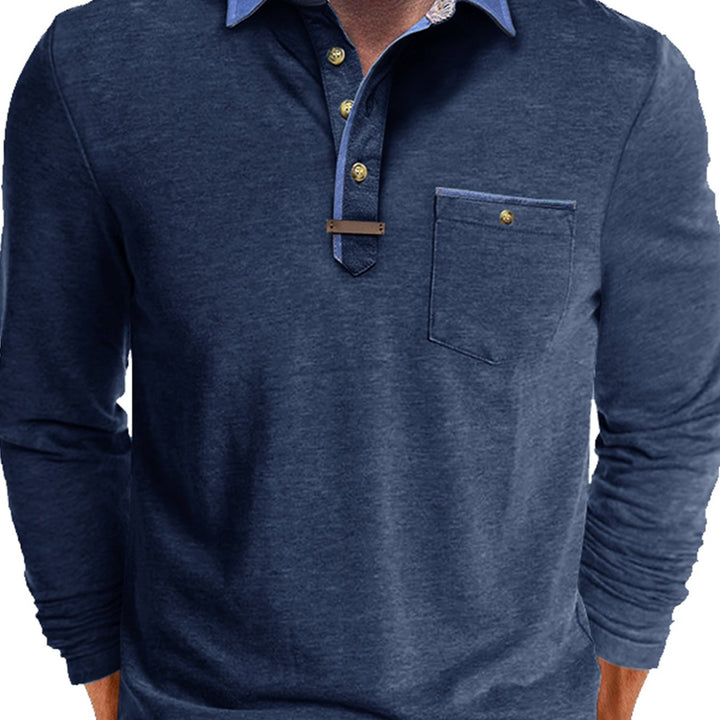 Joel | Men's Contrast Collar Long Sleeve Polo