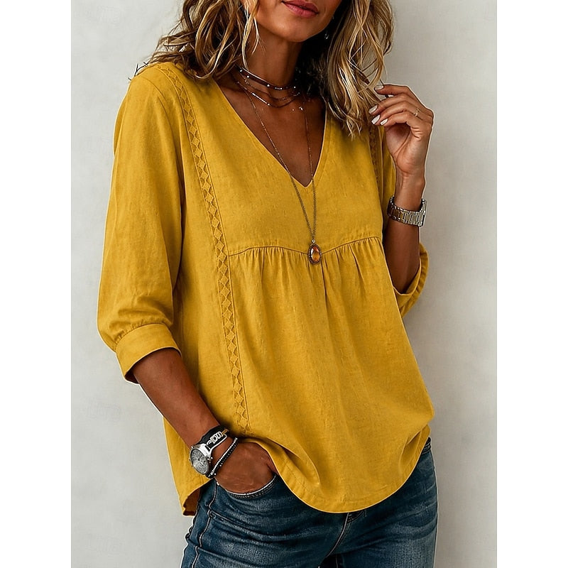 Evelyn | Relaxed Bohemian V-Neck Blouse
