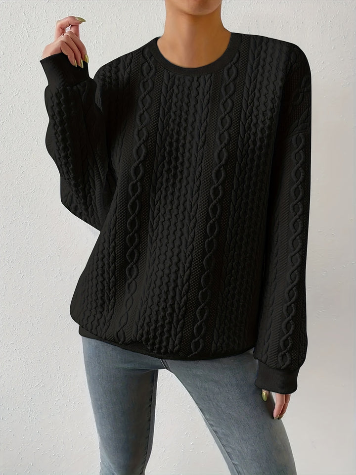 Lila | Cable-Textured Crewneck Sweatshirt