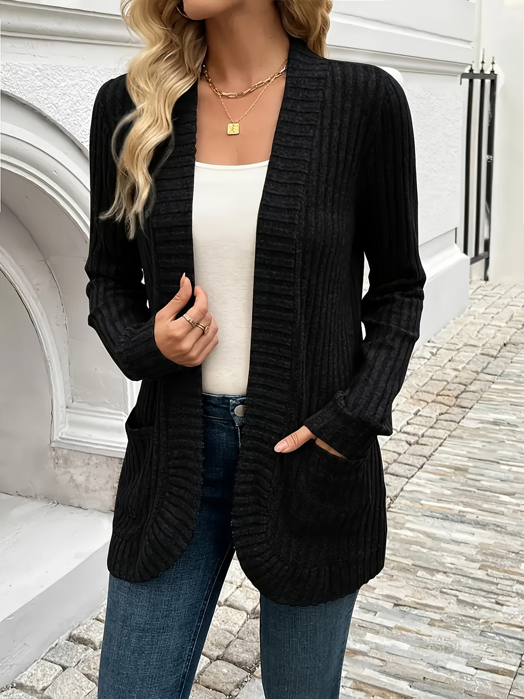 Marguerite | Open-Front Pocket Cardigan