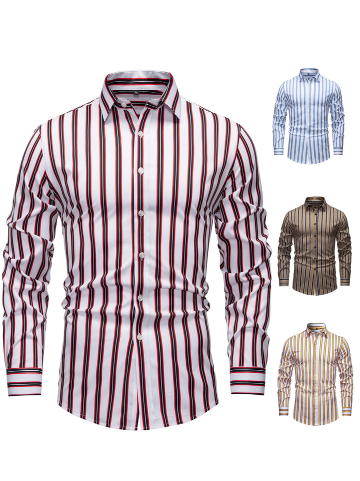 Vaughn | Men's Stretch Striped Long Sleeve Shirt