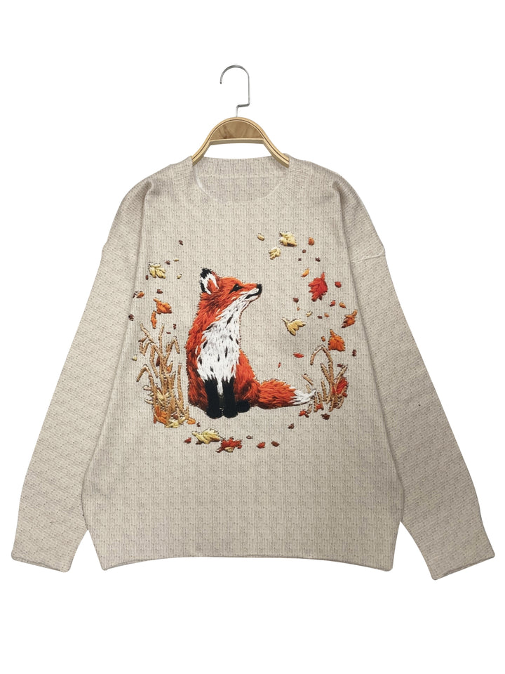 Willa | Woodland Fox Crewneck Sweater