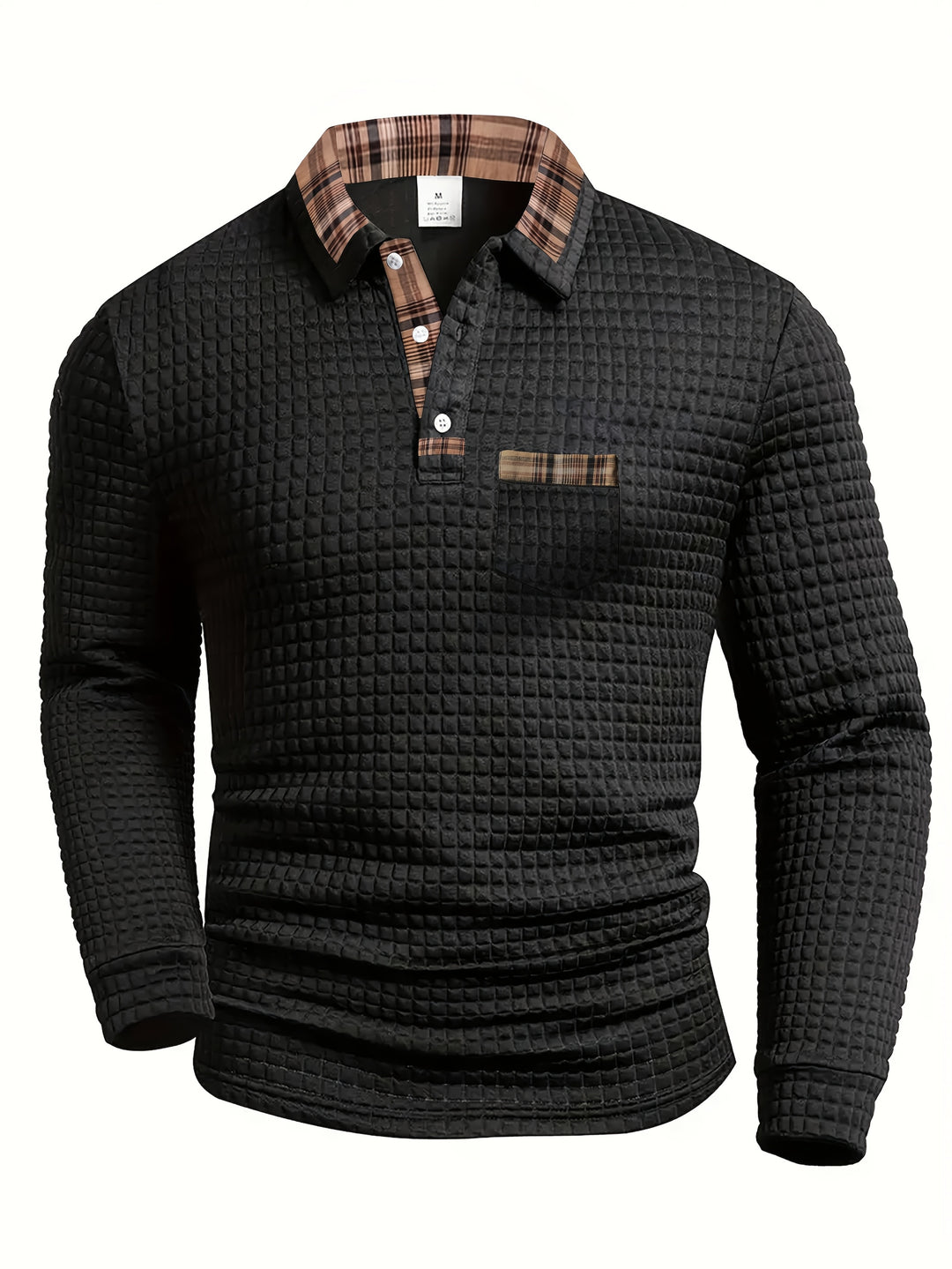 Perry | Men's Waffle Knit Plaid Collar Polo