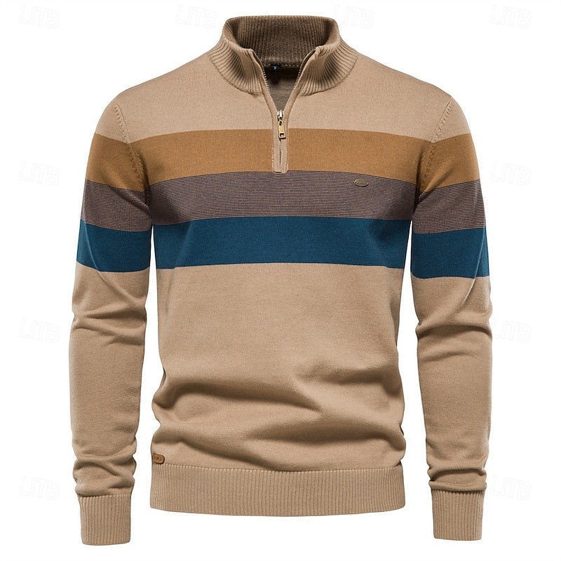 Sawyer | Quarter-Zip Striped Sweater