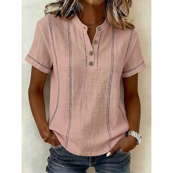 Adrienne | Striped Button-Neck Top