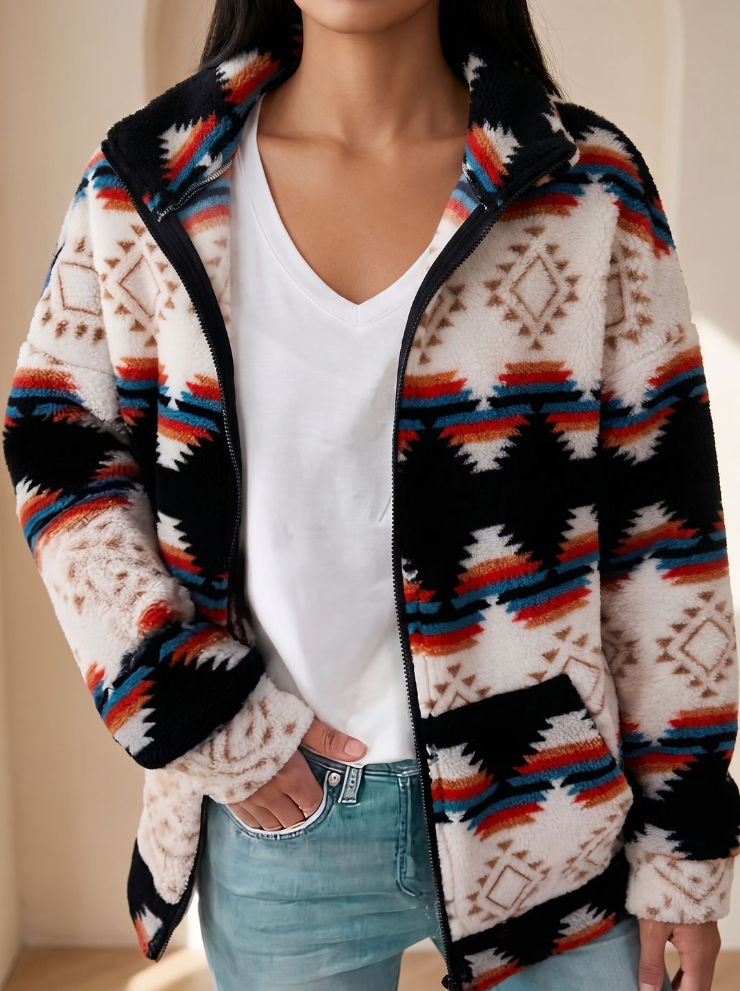Lorena | Bold Aztec Zip Jacket
