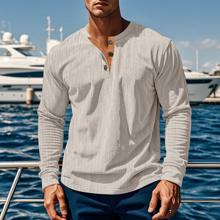 Grayson | Ribbed Long-Sleeve Henley Shirt