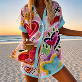 Cassia | Artful Heart-Print Two-Piece Set