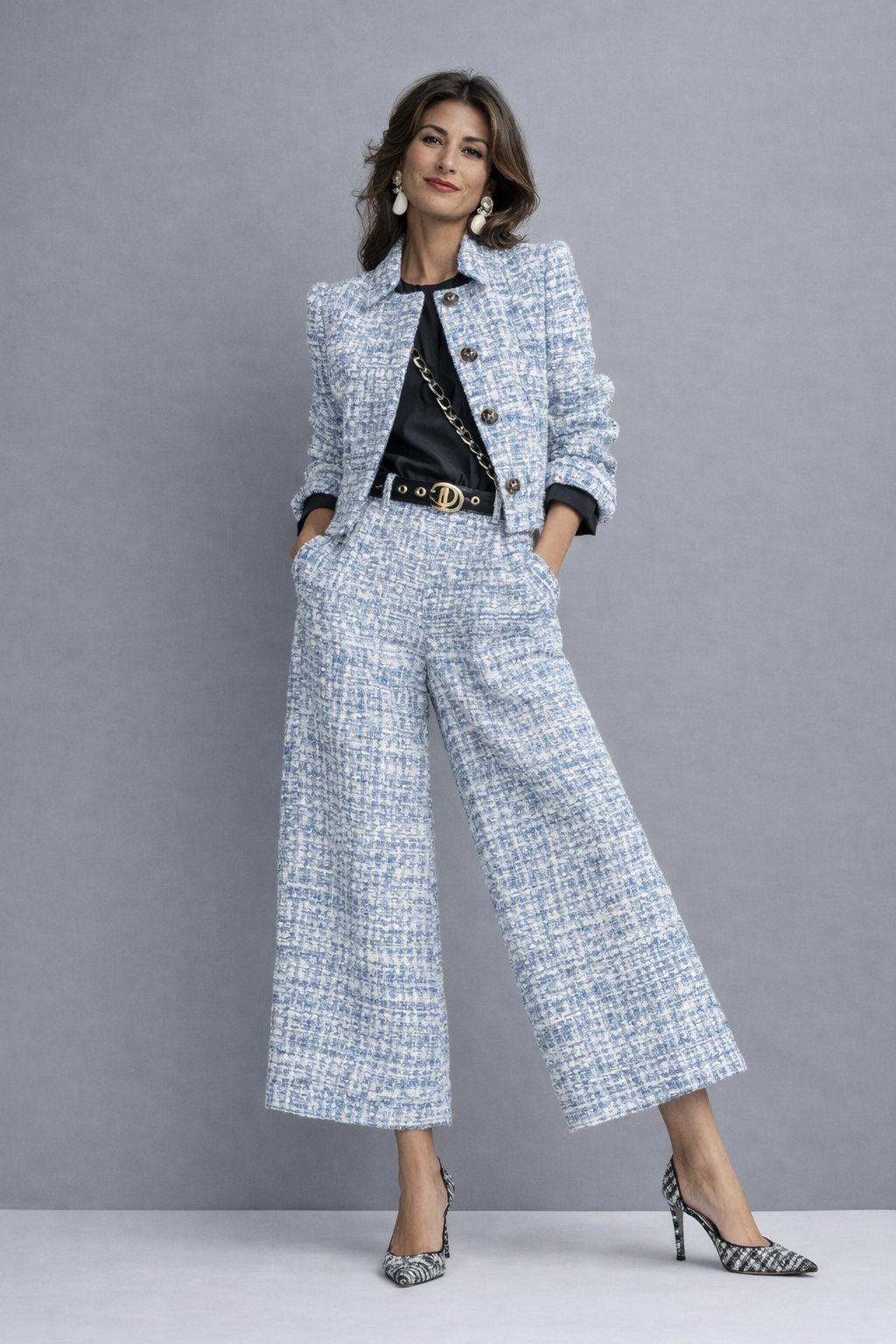 Joanna | Women's Tweed Jacket & Wide-Leg Trouser Set