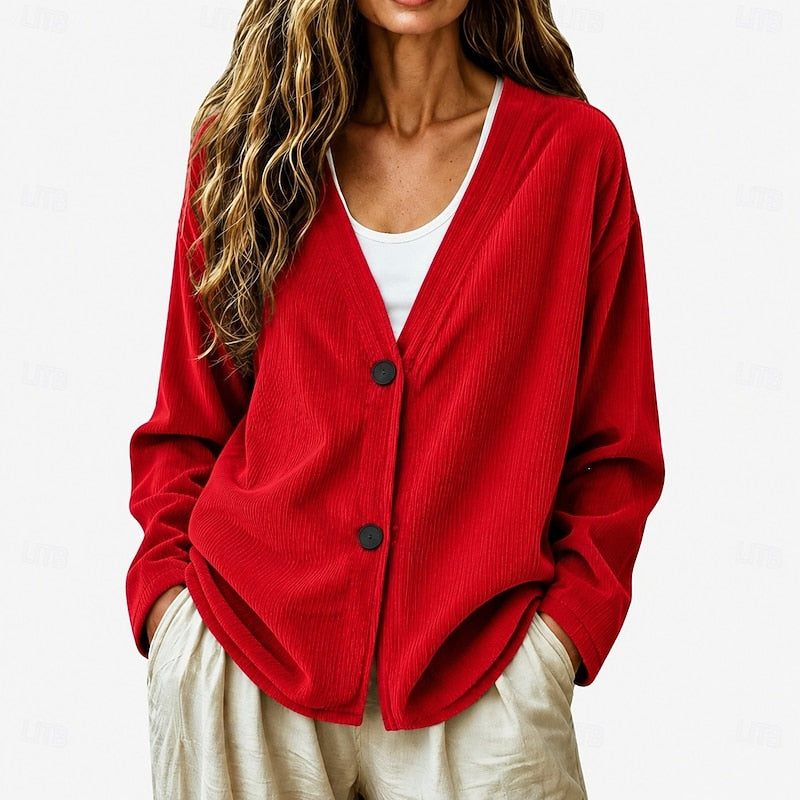 Maeve | Relaxed Ribbed Button-Front Cardigan