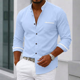 Frank | Men's Oxford Band Collar Long Sleeve Shirt