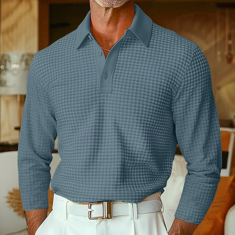 Theron | Textured Long-Sleeve Polo