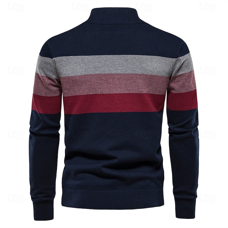 Sawyer | Quarter-Zip Striped Sweater