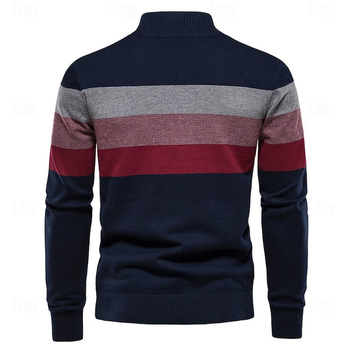 Sawyer | Quarter-Zip Striped Sweater