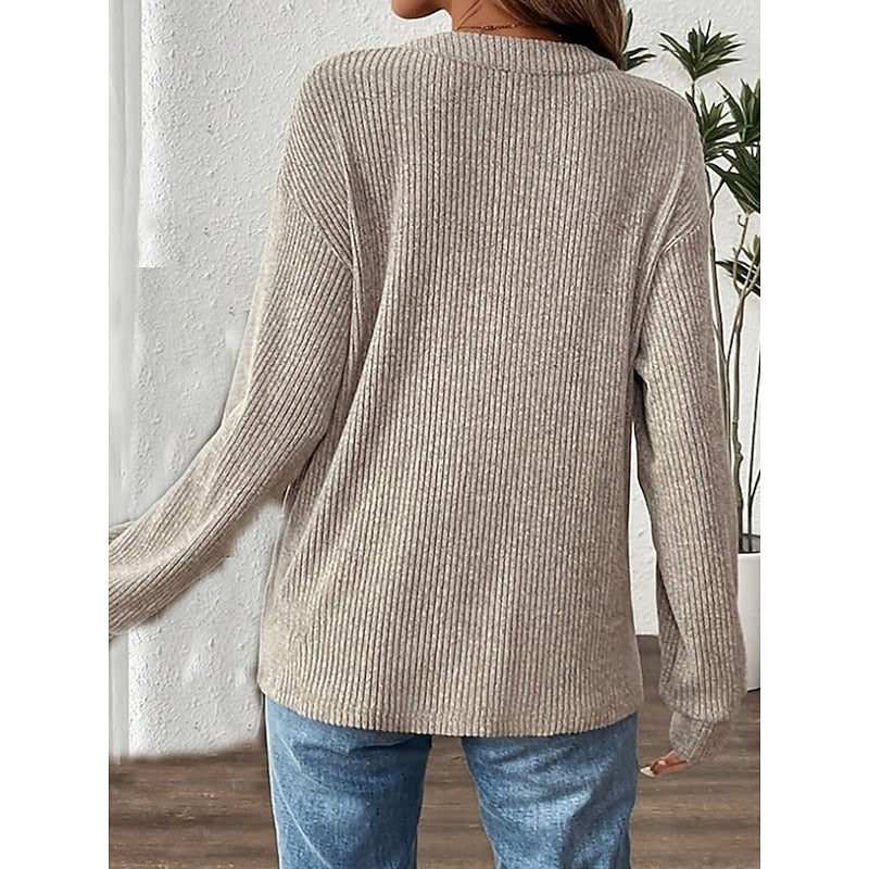 Delphine | Ribbed Henley Pullover