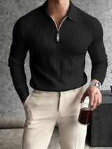 Derek | Men's Ribbed Knit Quarter-Zip Polo