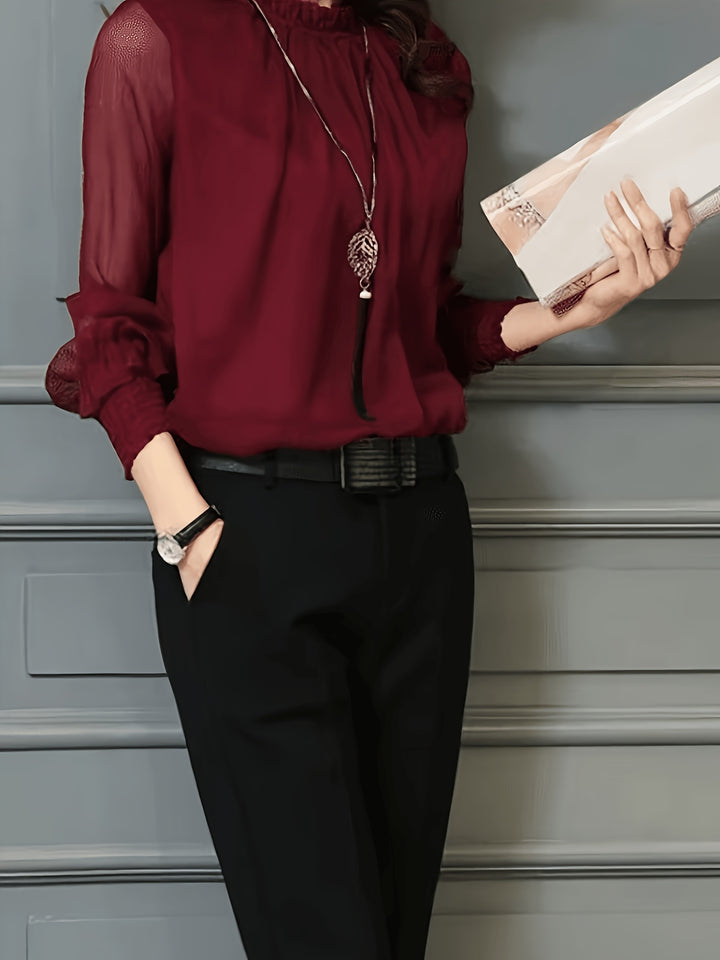 Sabrina | Stand-Collar Long-Sleeve Blouse