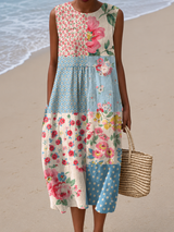 Deborah | Garden Patchwork Midi Dress