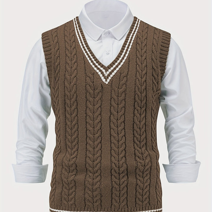 Winston | Cable-Knit V-Neck Sweater Vest