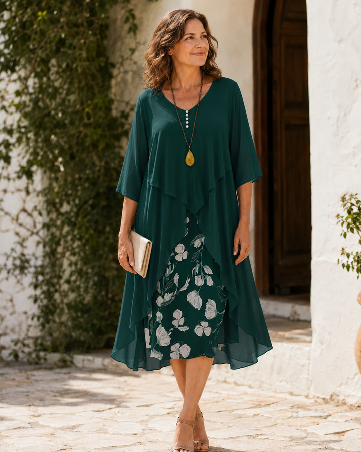 Guinevere | Layered Floral Midi Dress