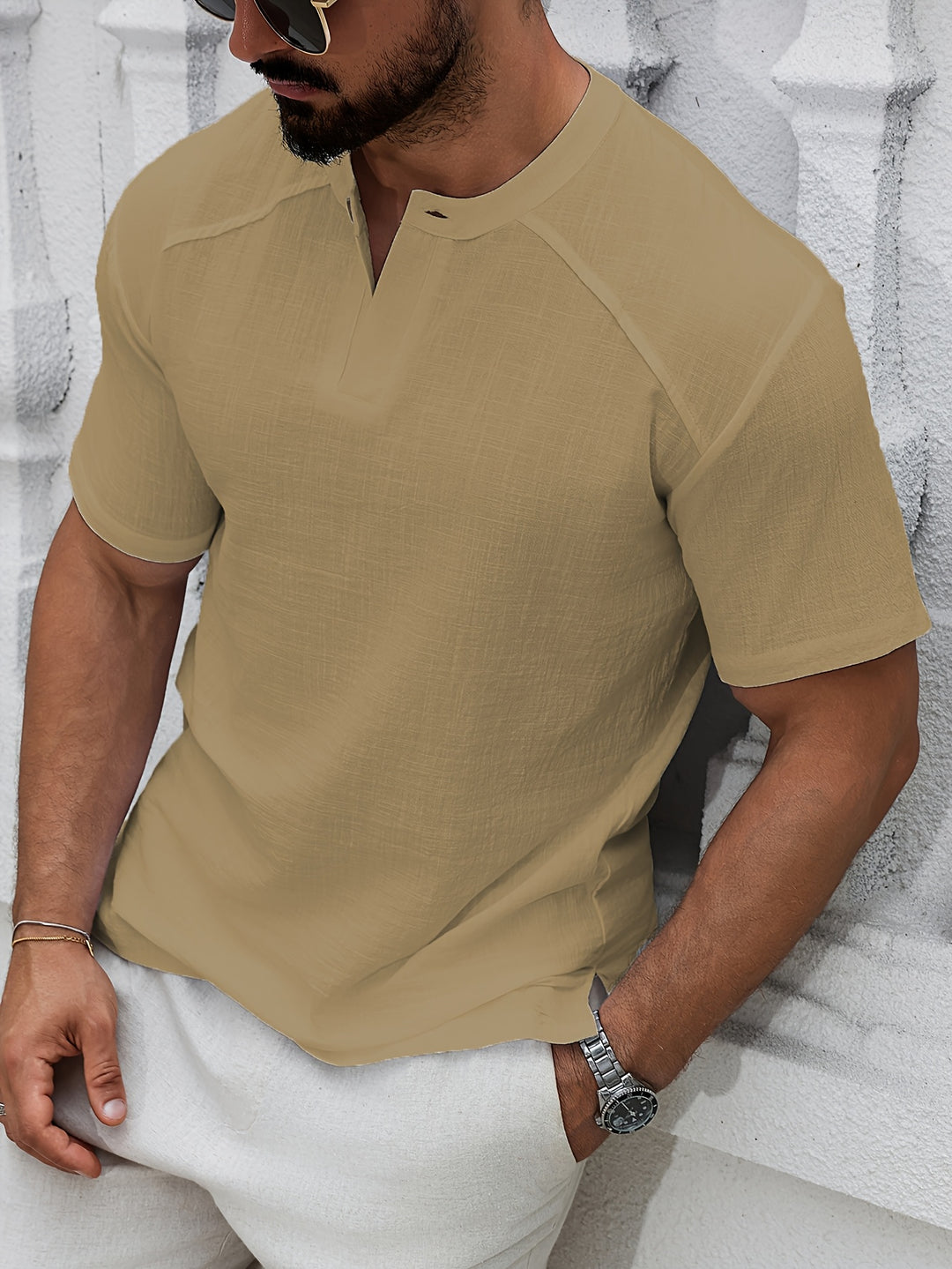 Trevor | Men's Linen Short Sleeve Henley Shirt
