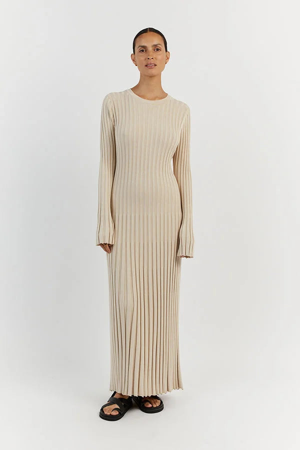 Freya | Elegant Ribbed Midi Dress