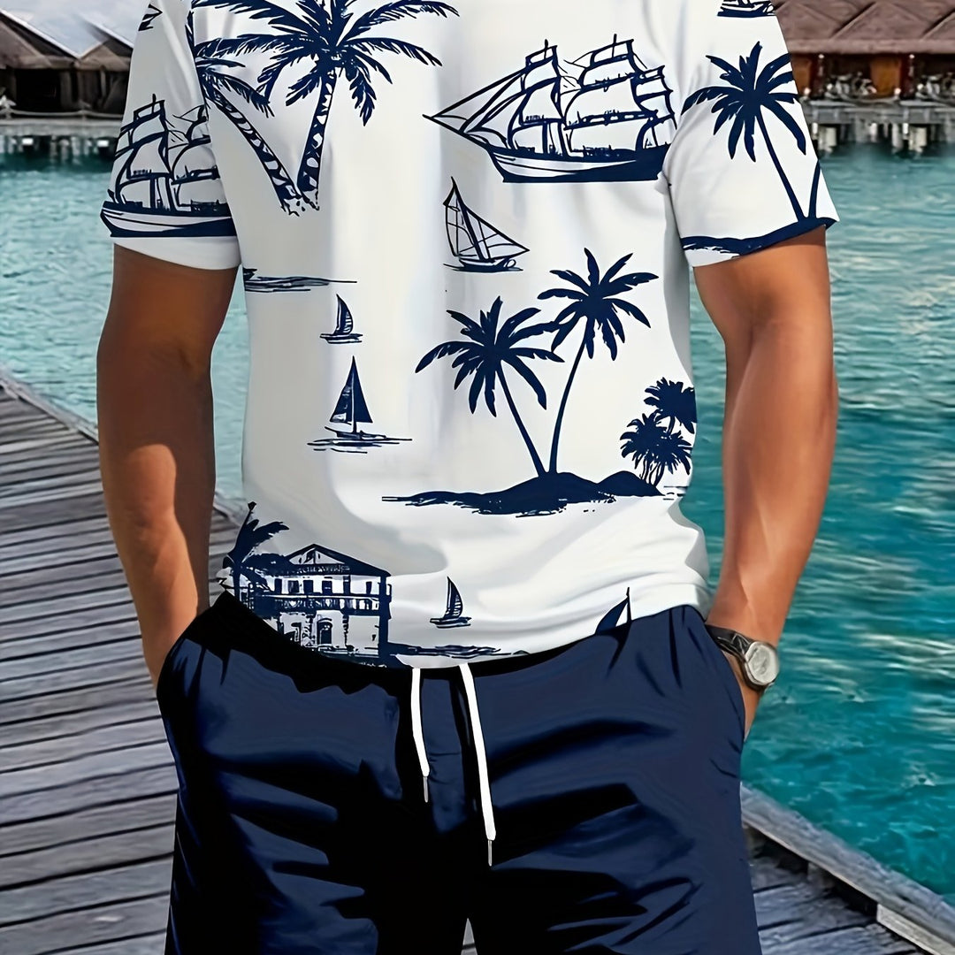 Miller | Men's Palm Print Shirt & Shorts Set