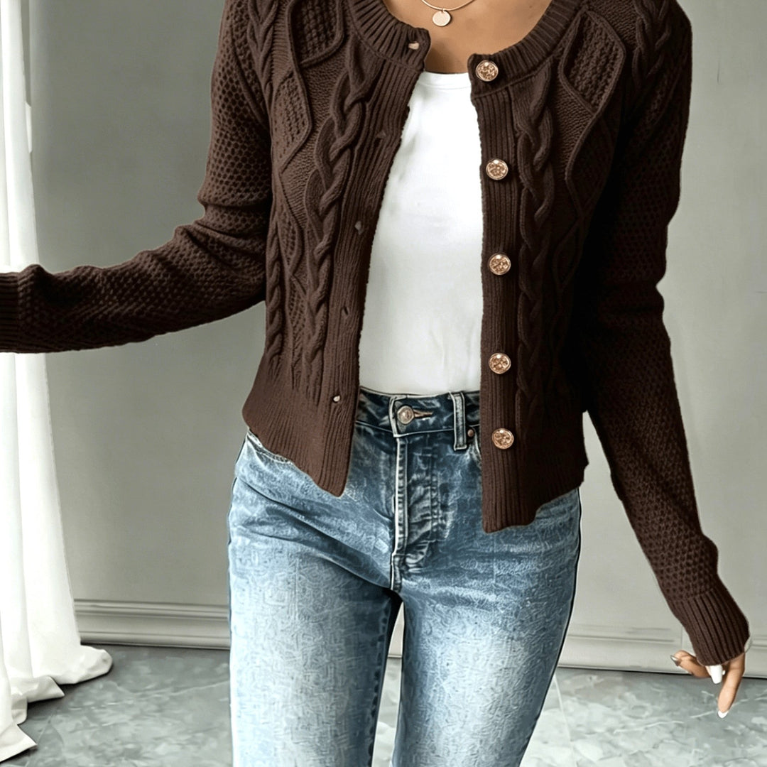 Eleanor | Cable-Knit Button-Front Cardigan