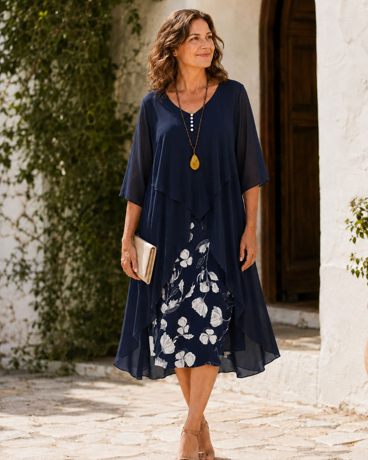Guinevere | Layered Floral Midi Dress