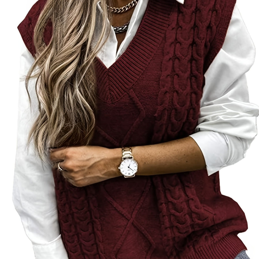 Cambria | Cable-Knit V-Neck Sweater Vest