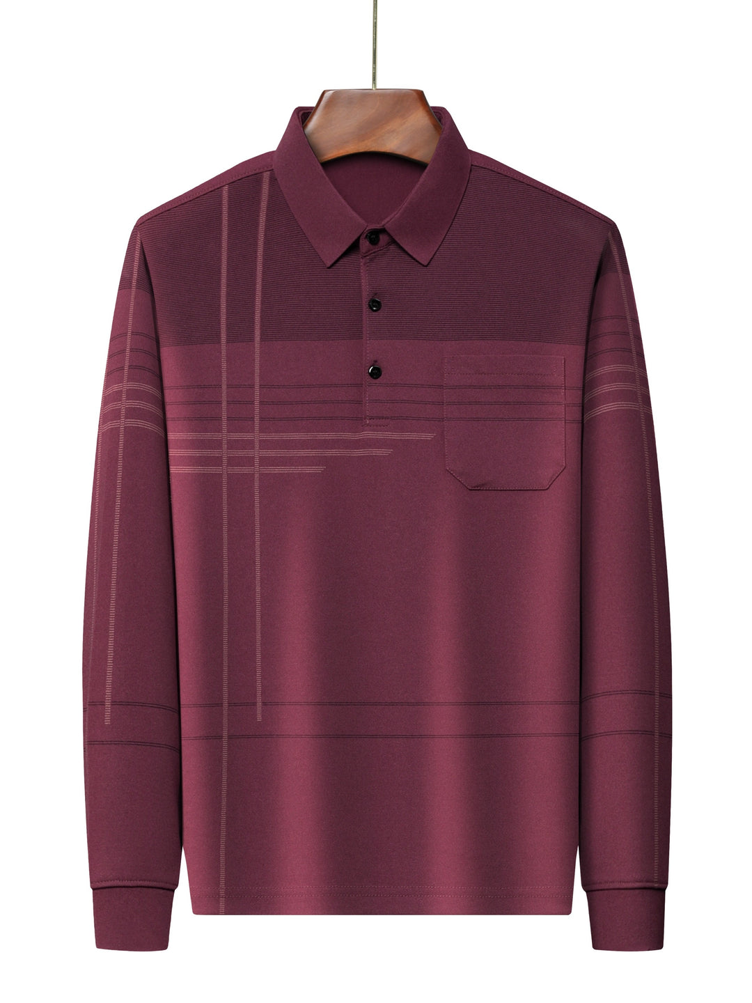 Barnett | Men's Contrast Panel Long Sleeve Polo