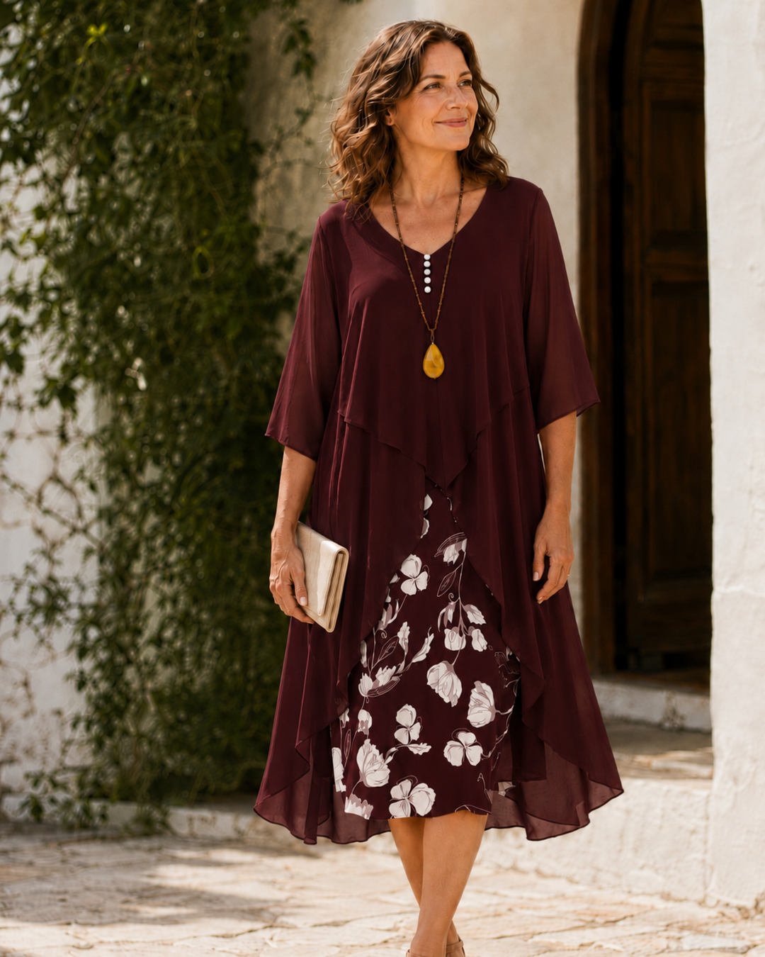 Guinevere | Layered Floral Midi Dress