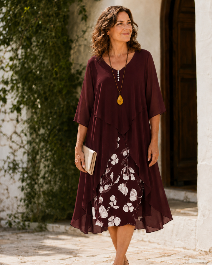 Guinevere | Layered Floral Midi Dress