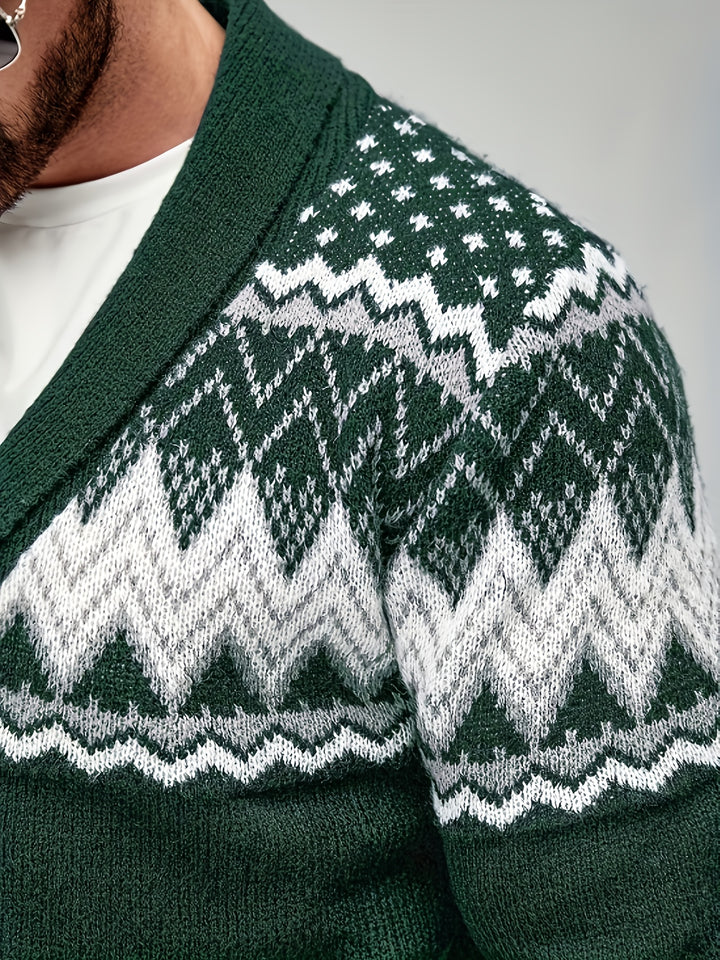 Silas | Nordic-Pattern Shawl Cardigan