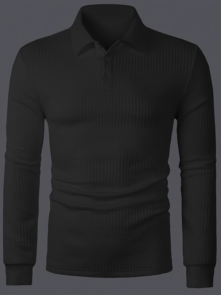 Weston | Textured Long Sleeve Polo Shirt