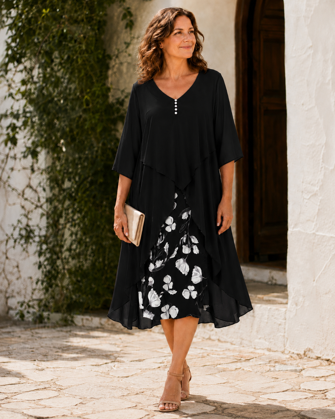 Guinevere | Layered Floral Midi Dress