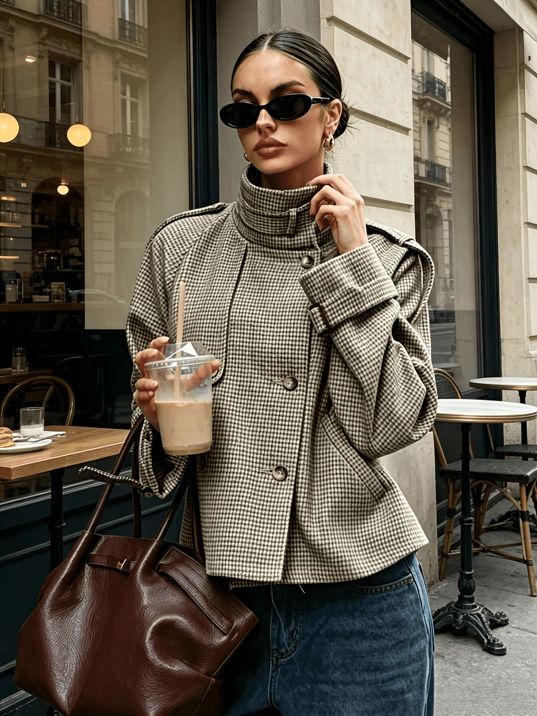 Simone | Stand-Collar Cropped Jacket
