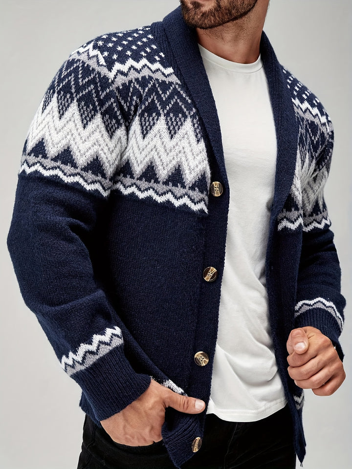 Silas | Nordic-Pattern Shawl Cardigan