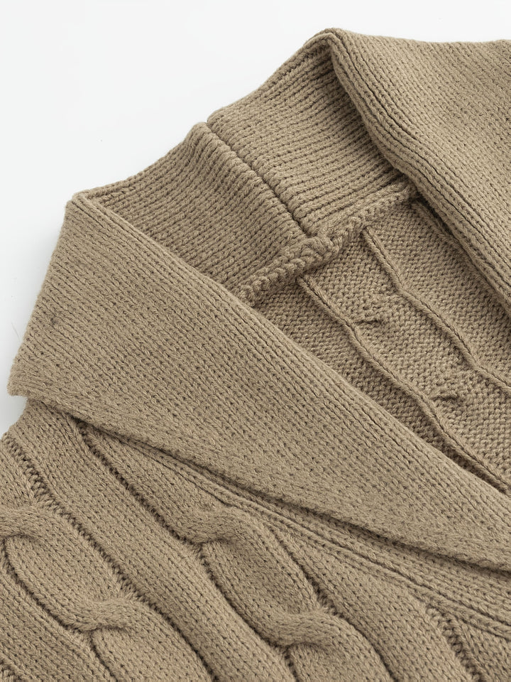Edmund | Cable-Knit Shawl Collar Cardigan