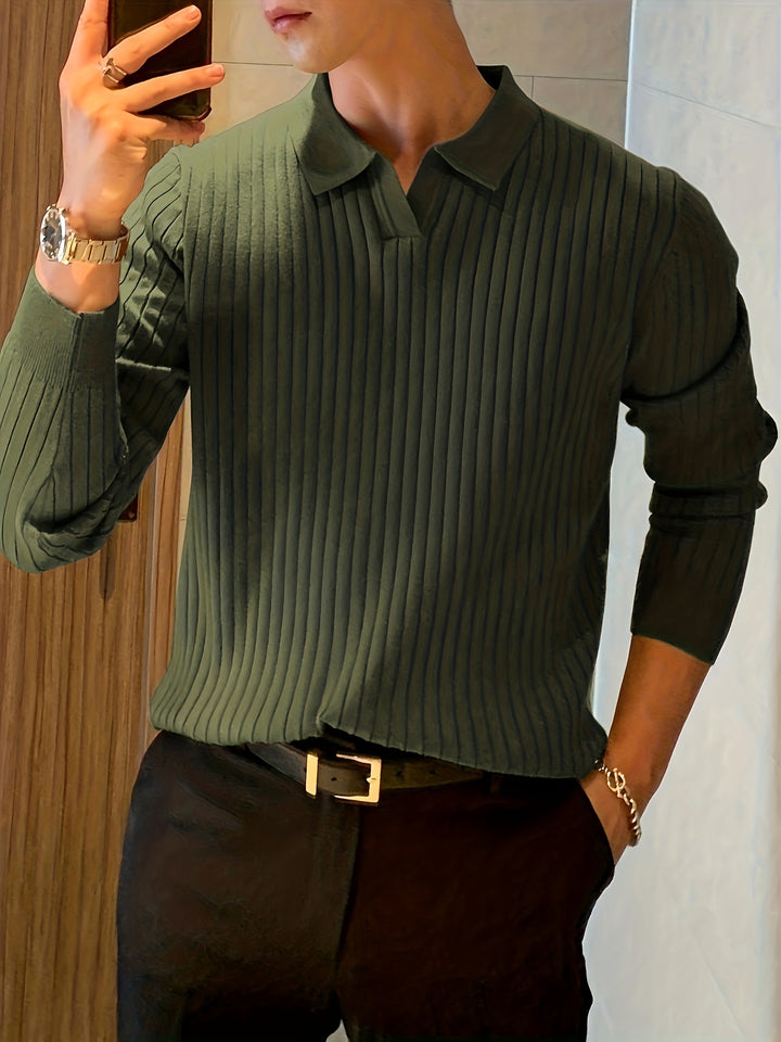 Callum | Ribbed Collared Knit Polo