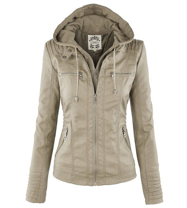Louise | Hooded Zip-Up Biker Jacket