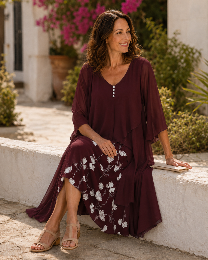 Guinevere | Layered Floral Midi Dress